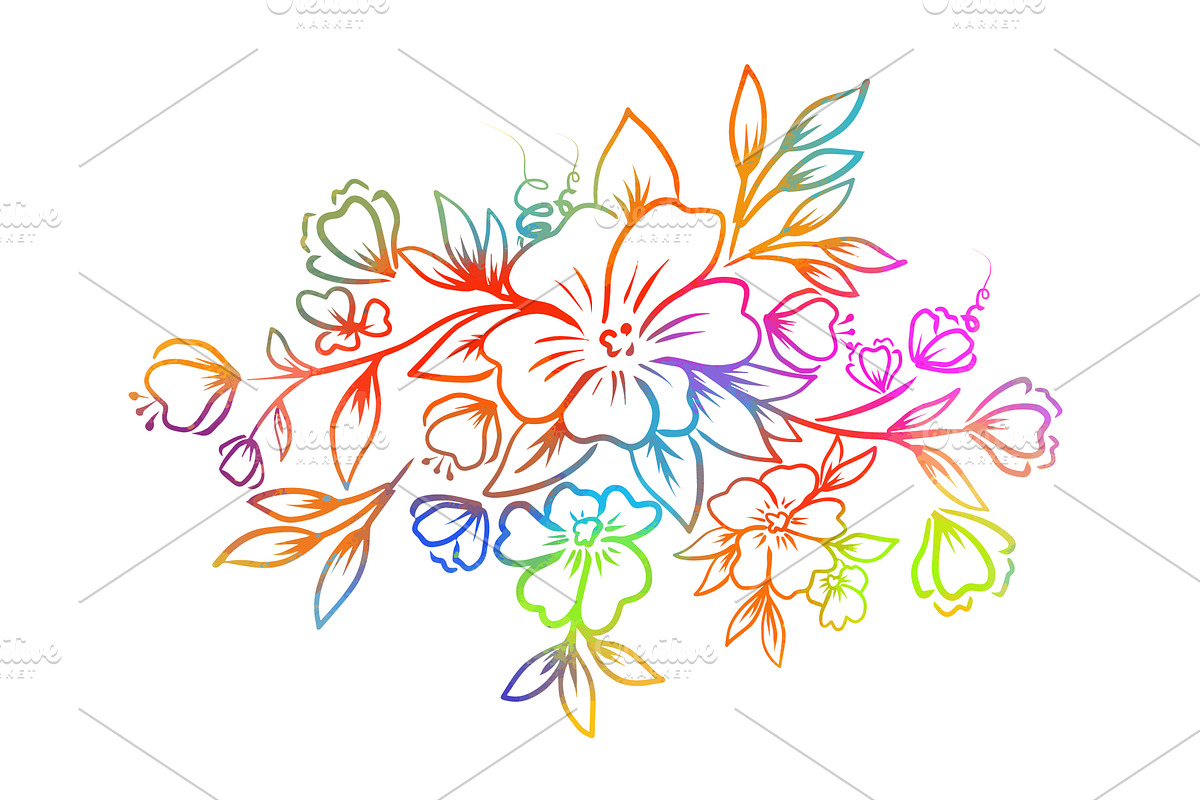 colorful abstract flower. Floral, an Illustration by Nenahliadava Design