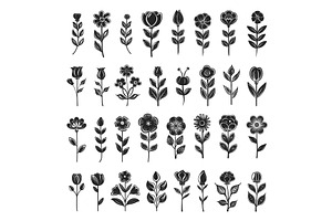 Decorative Flowers and Leaves Icon, an Object Illustration by LadadikArt