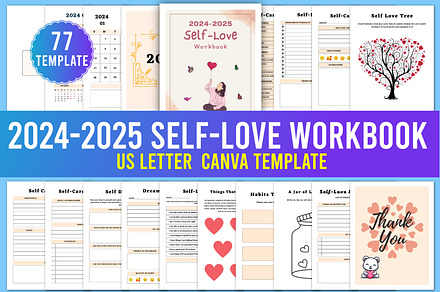 2024-2025 Self-Love Workbook Canva, a Stationery Template by Designmela01