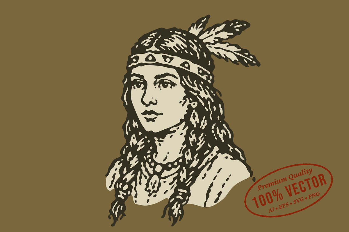 Vintage Indian Maiden Illustration, a Person Illustration by lettett (Photo 1 of 3)