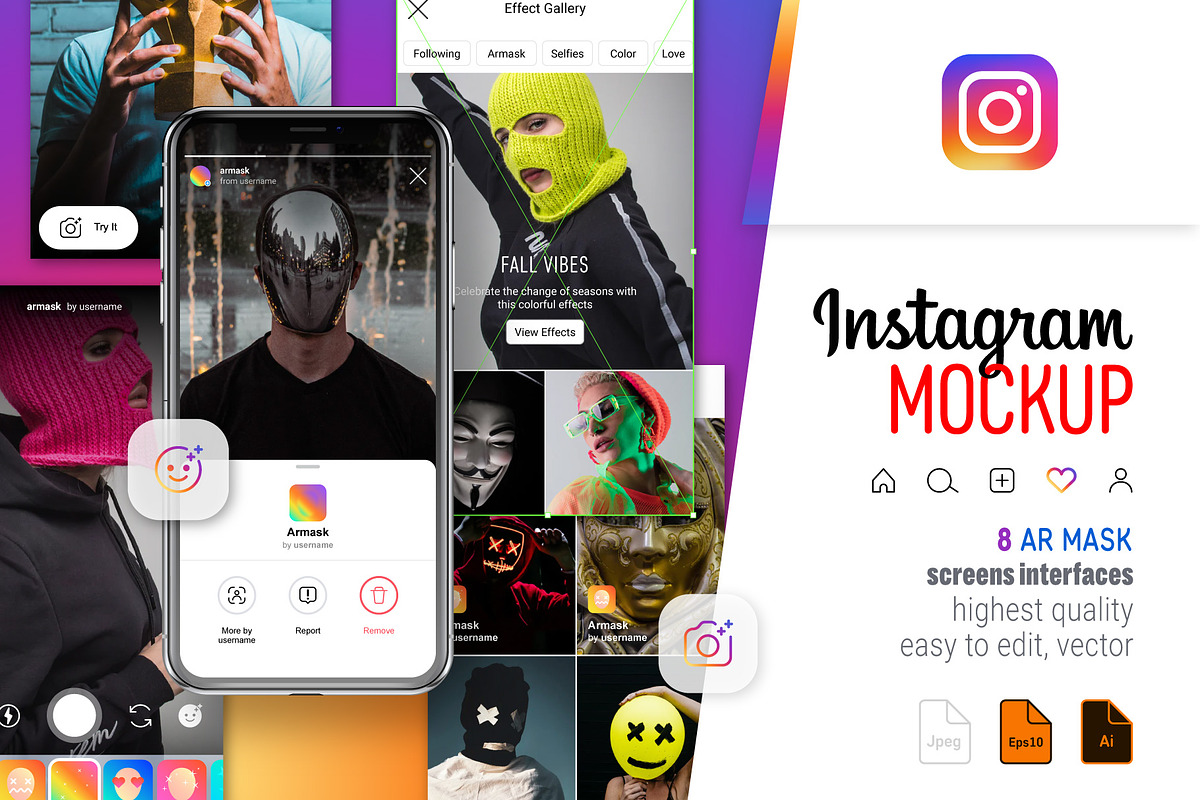 Instagram AR Mask Screens, a Social Media Template by karnofff (Photo 1 of 5)