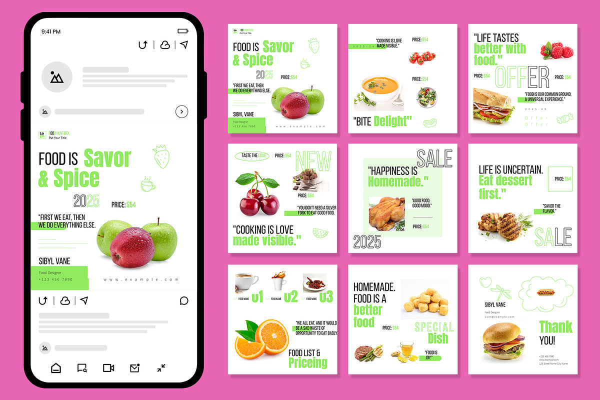 Food Social Media Post Layout, an UI Kit Template by CreativeShaper (Photo 1 of 3)