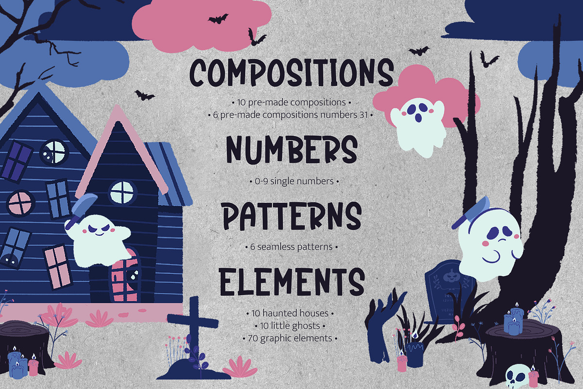 Halloween Haunted House: creator kit, a Seasonal Illustration by SARUN CHARM (Photo 2 of 10)