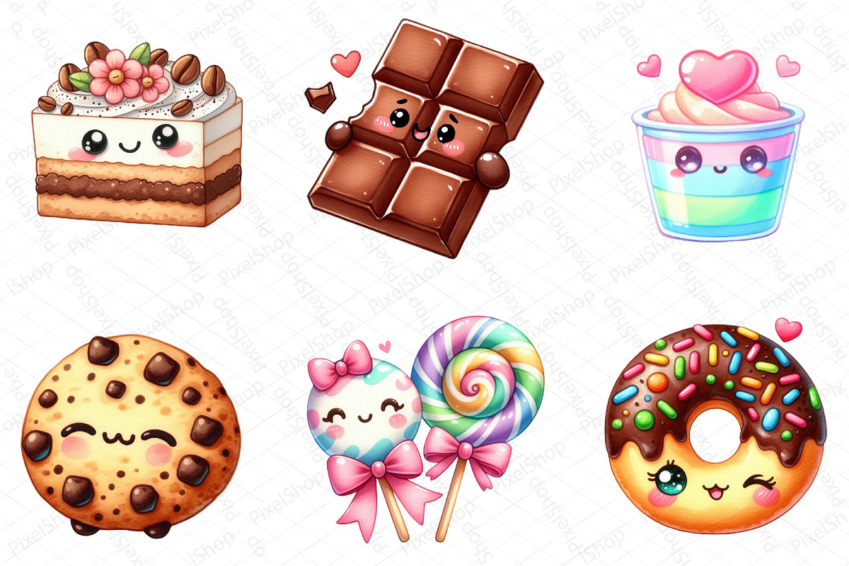 Kawaii Sweet Food Clipart Bundle, an Illustration by DreamPrint404 (Photo 2 of 5)