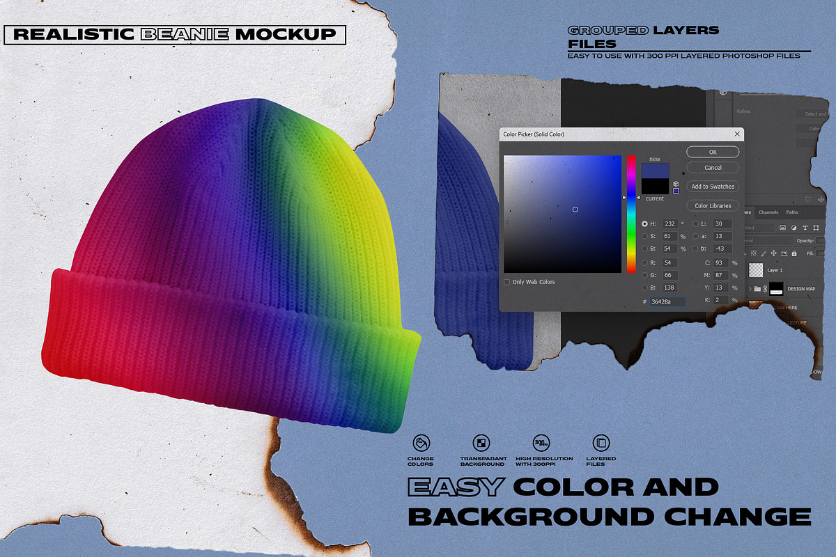 Realistic Beanie Mockup, a Hat Mockup by Easybandits (Photo 4 of 4)