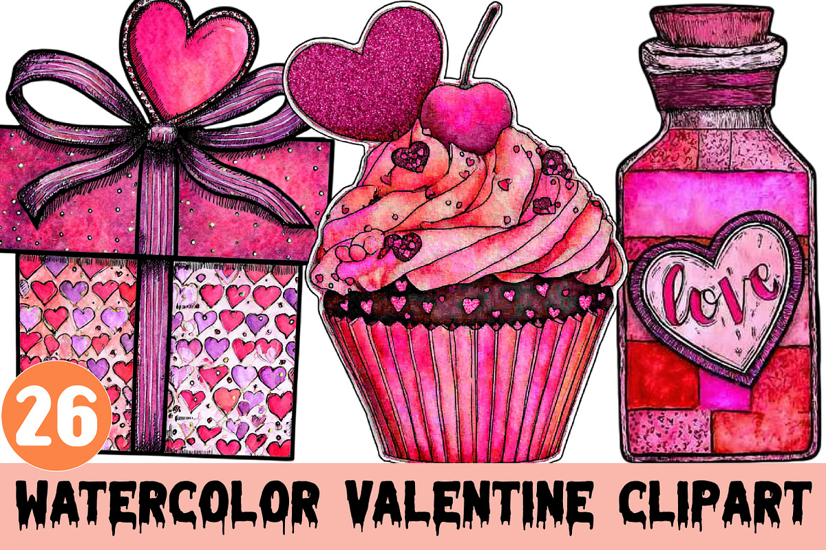 Watercolor Valentine Clipart, a Graphic by CitraGraphics (Photo 1 of 4)