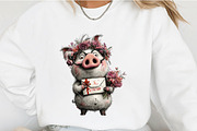 Quirky Valentine Pig Clipart, an Illustration by OK Design (Thumbnail 4 of 6)