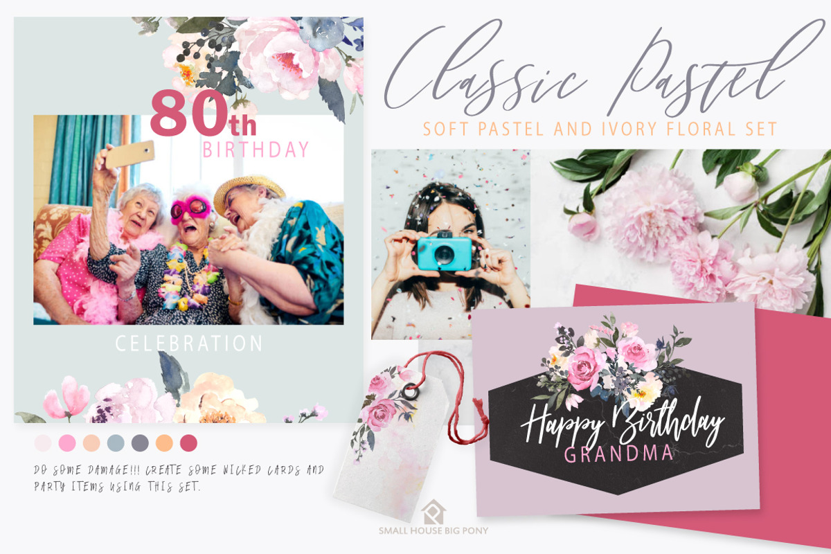 Watercolor Flowers: CLASSIC PASTEL, a Graphic by SmallHouseBigPony (Photo 4 of 18)