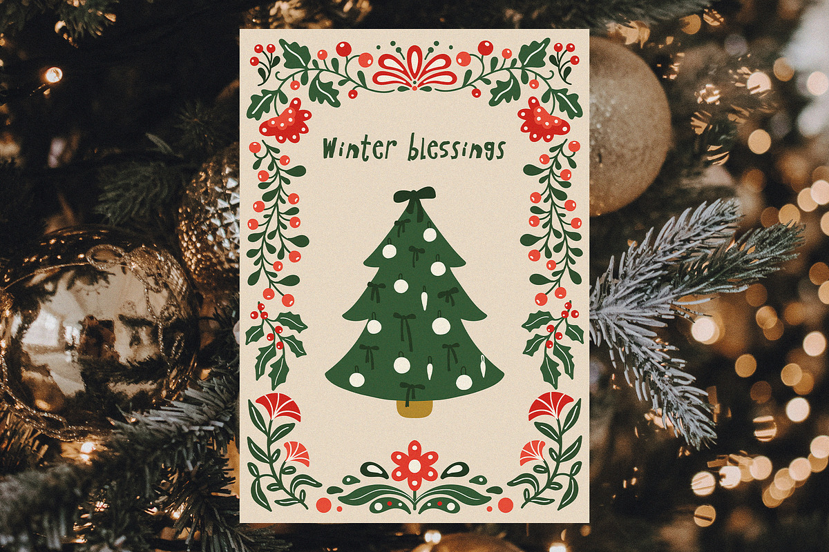 Christmas Folk Art graphic set, a Seasonal Illustration by Madiwaso (Photo 13 of 13)