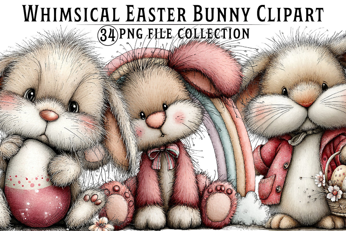 Whimsical Easter Bunny Clipart PNG, an Illustration by Dream Creation (Photo 1 of 7)