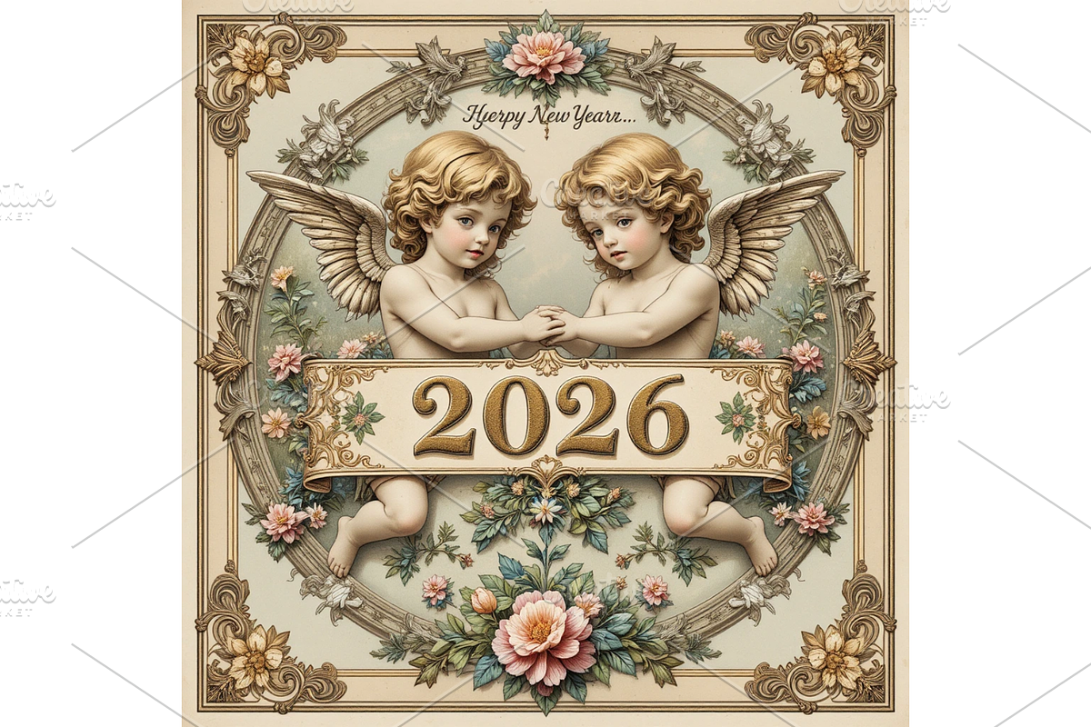 Old Vintage New Year 2026 Clipart, a Seasonal Illustration by Creative design (Photo 4 of 7)