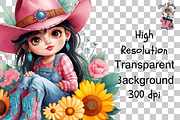 Cowgirl with Sunflowers PNG Clipart, a Graphic by Clipart Bloom (Thumbnail 12 of 13)