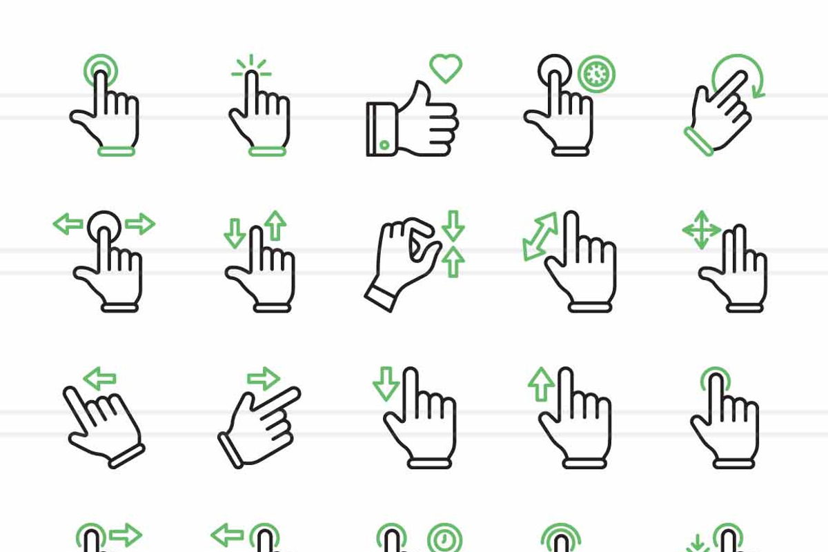 50 Touch Gestures Green & Black Icon, an Icon by IconBunny (Photo 2 of 2)