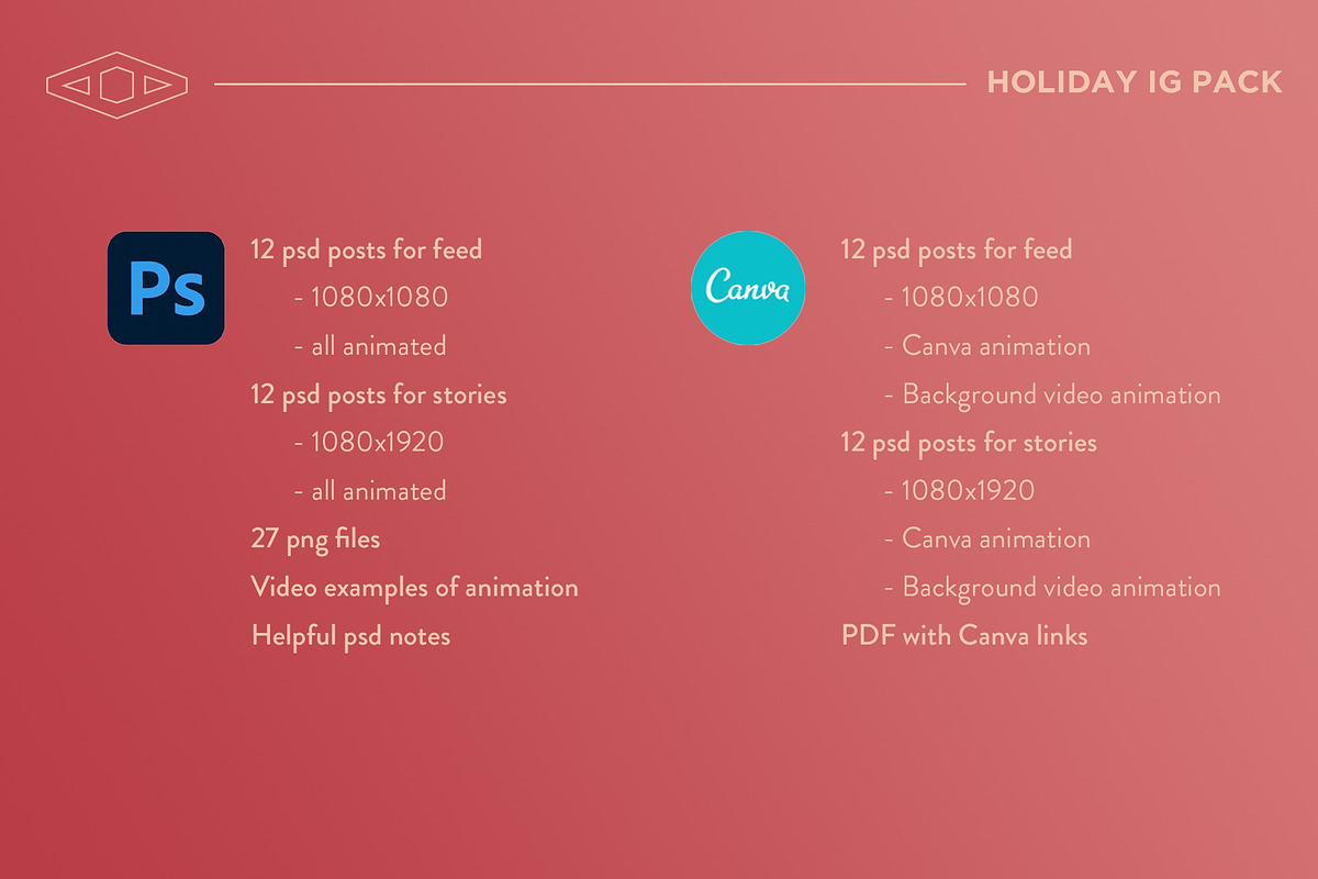 Holiday IG Kit in PSD & CANVA, a Social Media Template by Tangerine Nation (Photo 3 of 9)