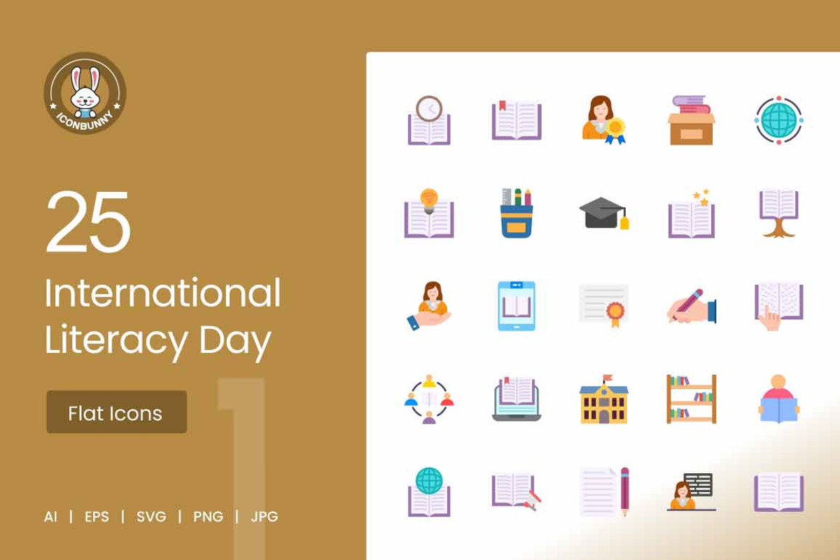 25 International Literacy Day Flat, an Icon by IconBunny (Photo 1 of 2)