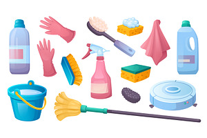Cleaning Supplies Set, an Object Illustration by alexdndz