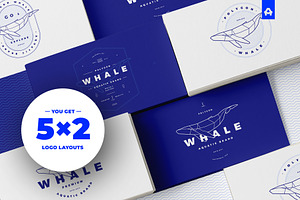 Polygonal Whale Logo Set