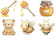 Honey Bee Watercolor Cliparts, an Illustration by Sublimation Artist (Thumbnail 4 of 7)