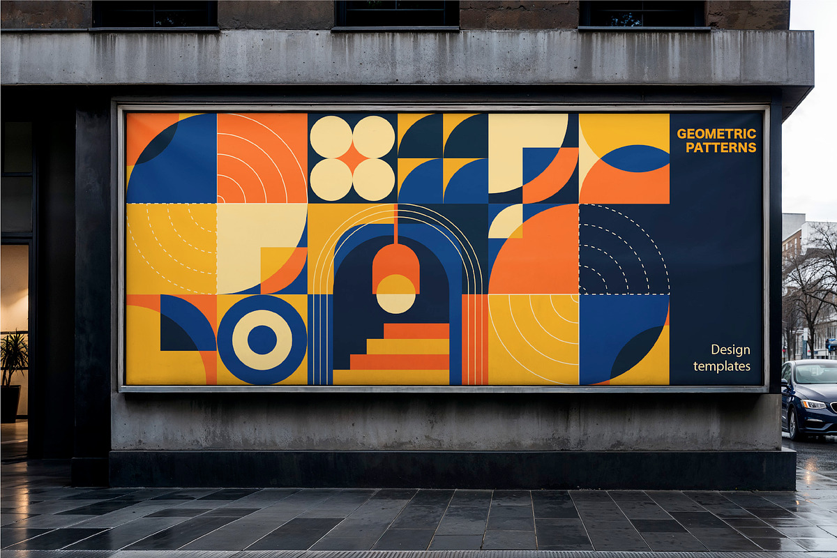 Blue and Orange Modern Geometric Kit, a Pattern Graphic by Lettering_Logo (Photo 2 of 8)