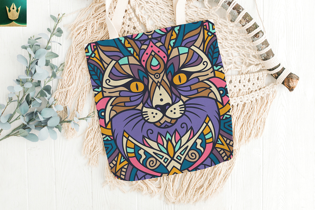 Mandala V2 | Boho Cat Vector Art, an Illustration by pixaroma (Photo 10 of 10)