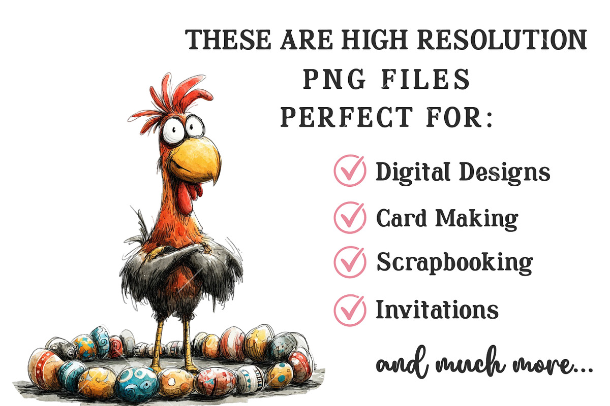 Whimsical Easter Chicken Clipart, an Illustration by OK Design (Photo 4 of 6)