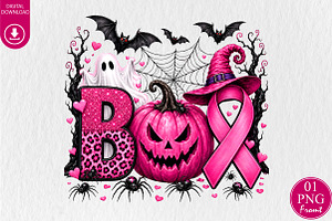 Breast Cancer Awareness Pink Ghost, a Seasonal Illustration by Rose Art