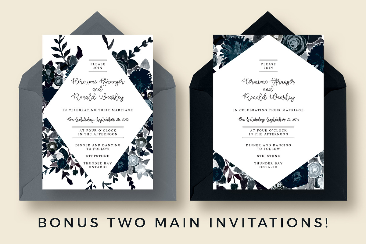 Stylish & Dark Floral Wedding Suite, an Invitation Template by Knotted Design (Photo 3 of 5)