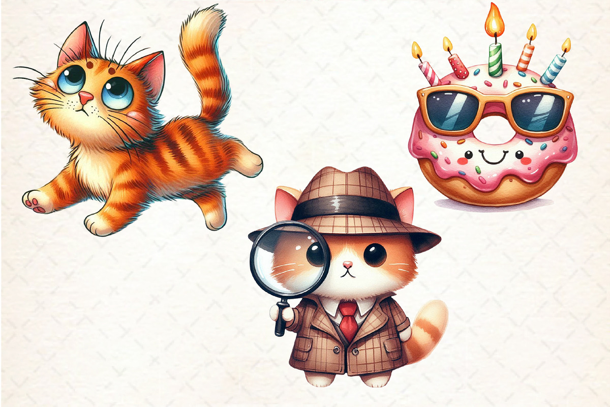 Cute and Funny Cat Clipart Bundle, an Illustration by Libby Wishes (Photo 5 of 5)
