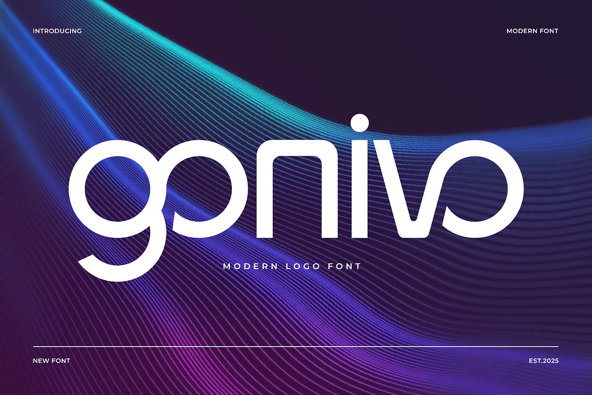 Gonivo – Modern Logo Font, a Sans Serif Font by overlaytemplates (Photo 1 of 5)