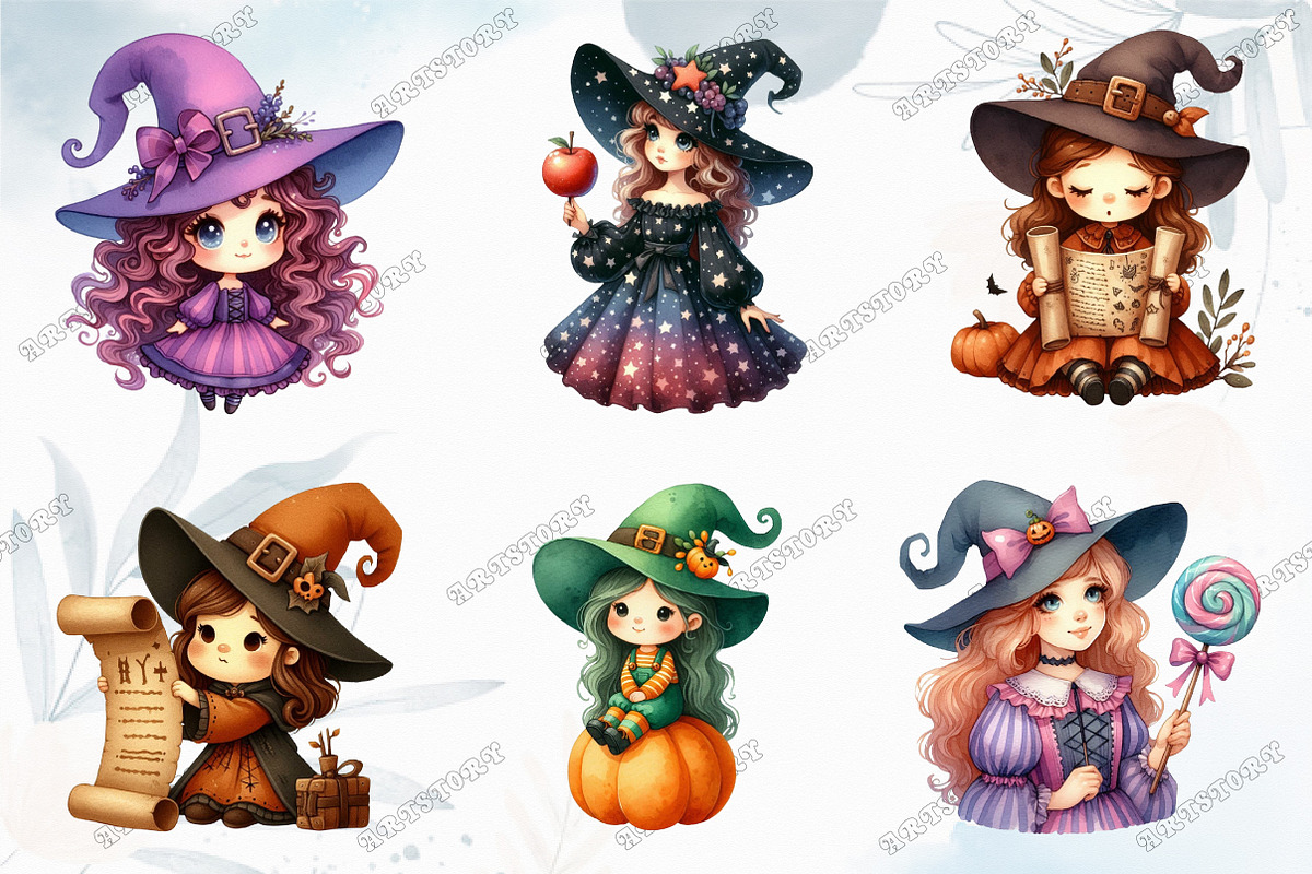 Cute Halloween Witch Clipart, a Graphic by designcity5 (Photo 2 of 5)