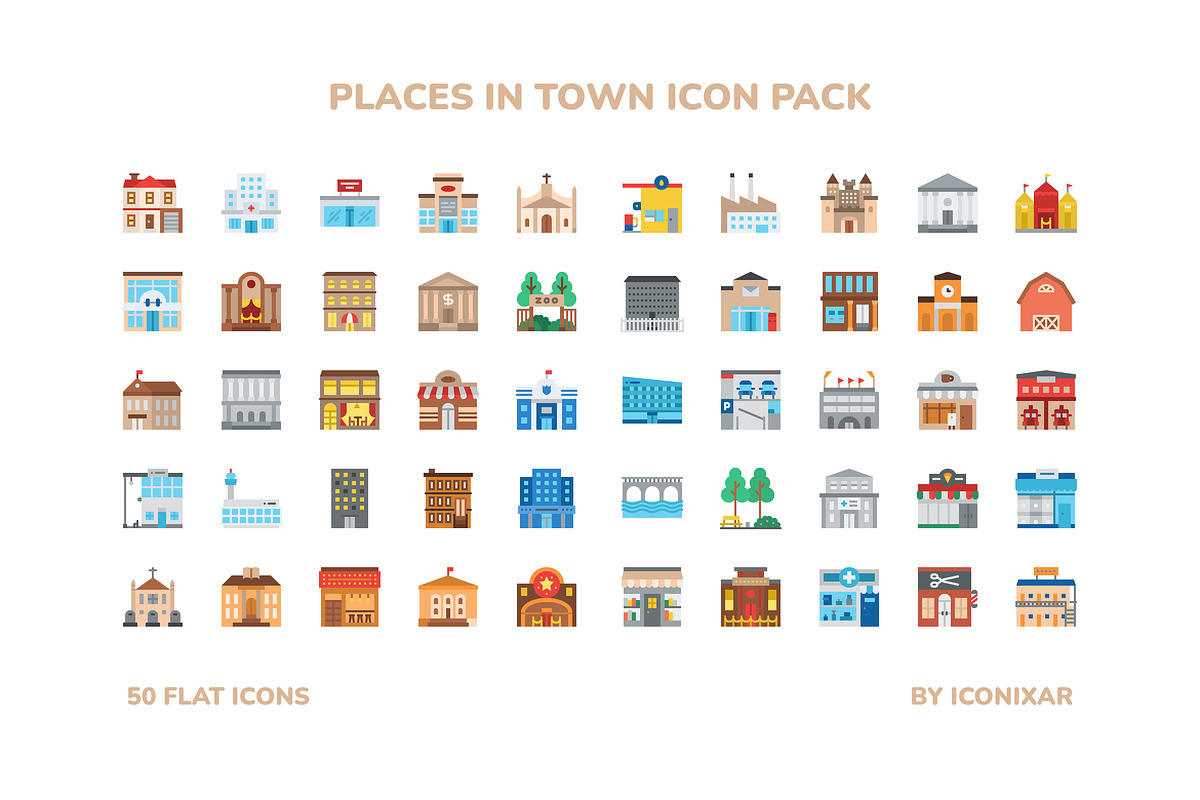 Places In Town Icon Pack By Iconixar