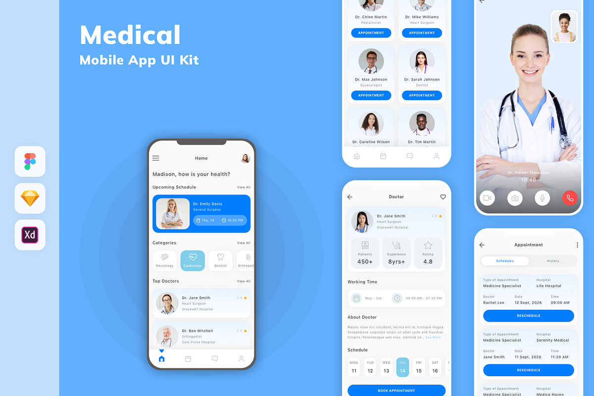 Medical Mobile App UI Kit, an UI Kit Template by uicube (Photo 3 of 3)