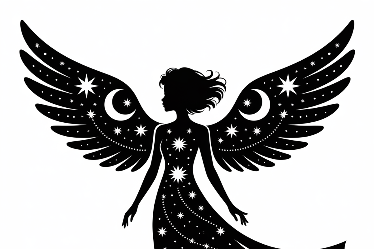 starry angel wings silhouette, an Illustration by Amazin_art (Photo 7 of 21)
