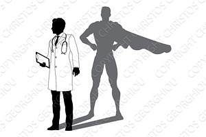 Superhero Doctor With Super Hero, an Illustration by Christos Georghiou