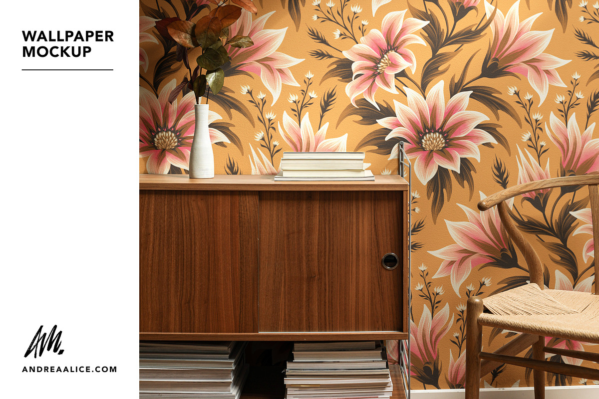 Wallpaper Mockup - Retro Sideboard, a Household Mockup by Andrea Muller (Photo 1 of 6)