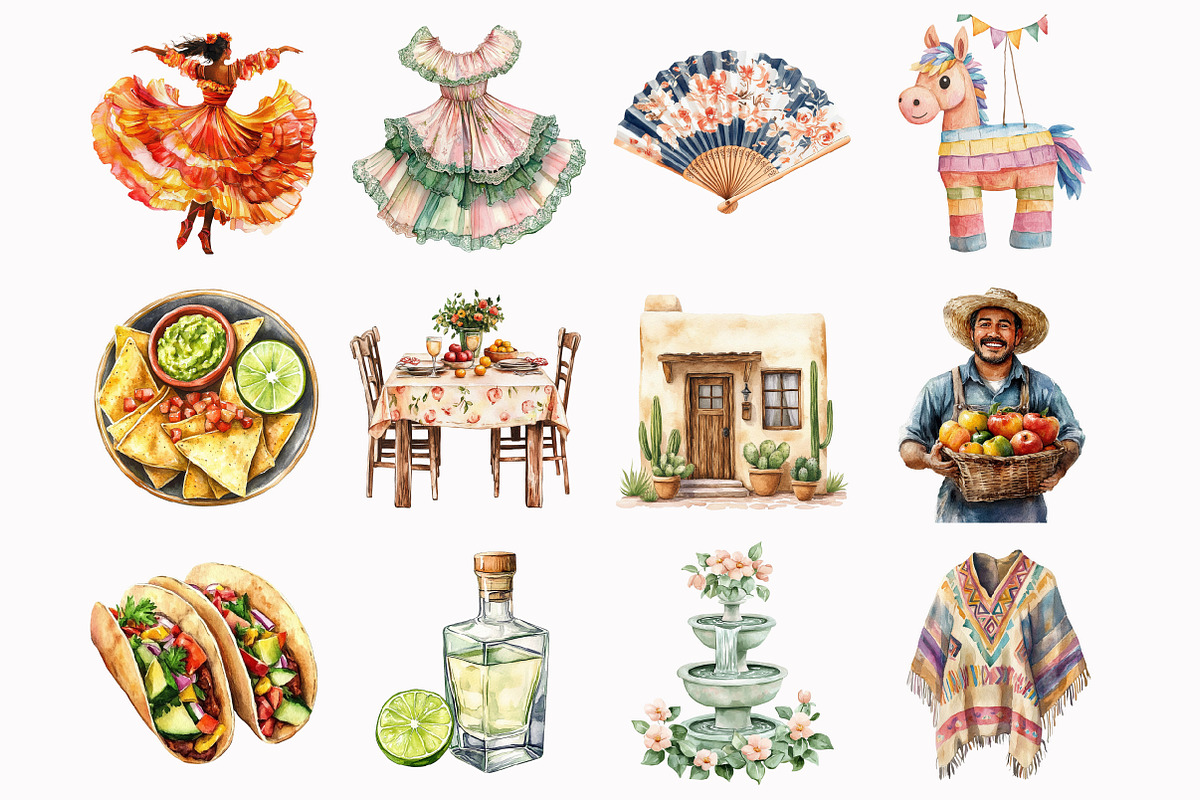 Watercolor Viva Mexico Clipart, an Illustration by Design Market (Photo 3 of 5)