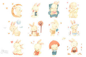 BUNNIES And CALENDAR 2023,watercolor