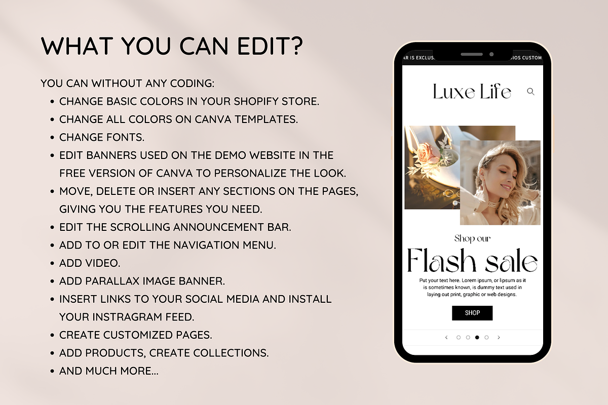 Beige Shopify Theme, a Shopify Template by SunshineStudioBoutique (Photo 3 of 9)
