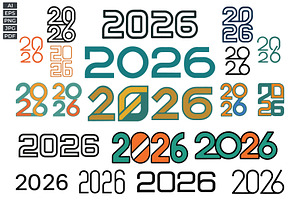 2026 Number Typography Vector Set, a Work Illustration by Vectorium Studio
