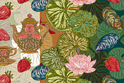 Lotus Garden Vintage Vector, a Pattern Graphic by NayaChu (Thumbnail 7 of 9)
