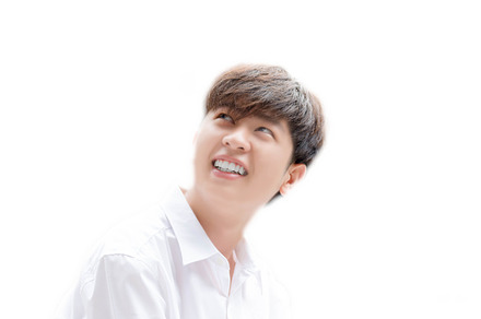 Asian Male smile on white background, a Person Photo by PeoGeo Studio