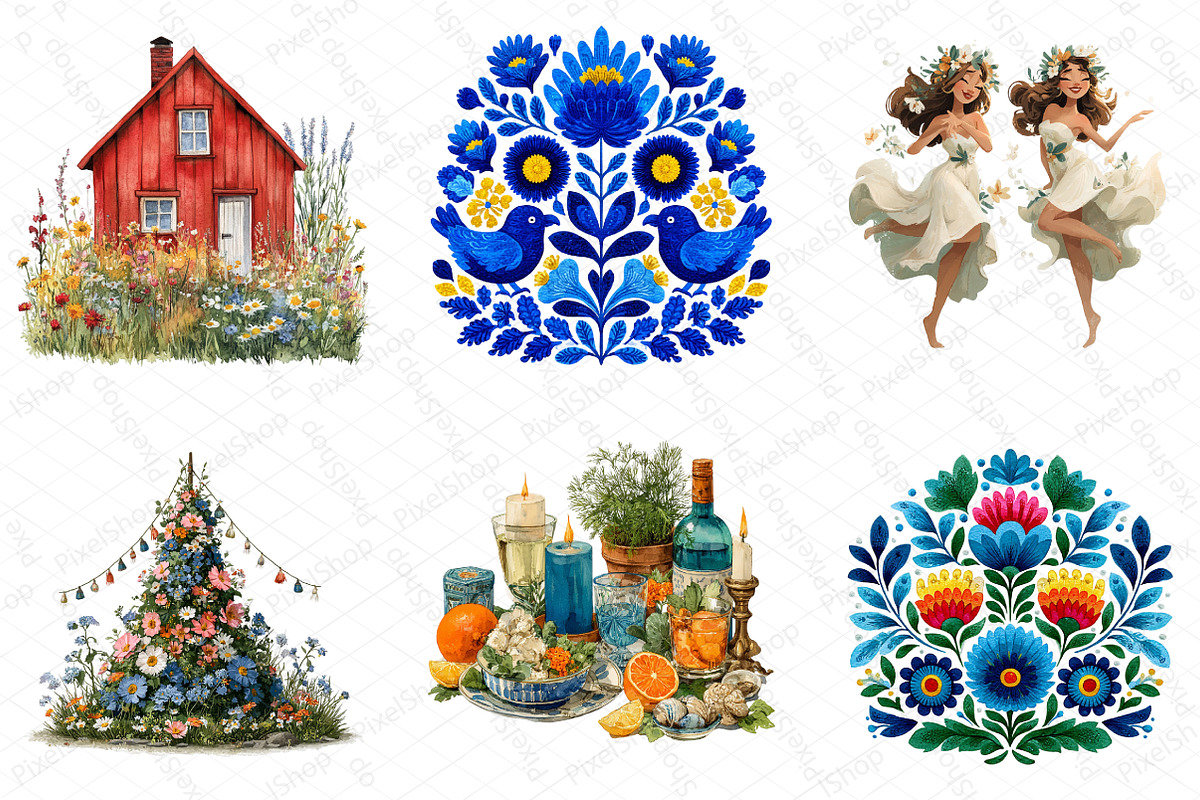 Swedish Midsummer Party Clipart, an Illustration by DreamPrint404 (Photo 3 of 4)