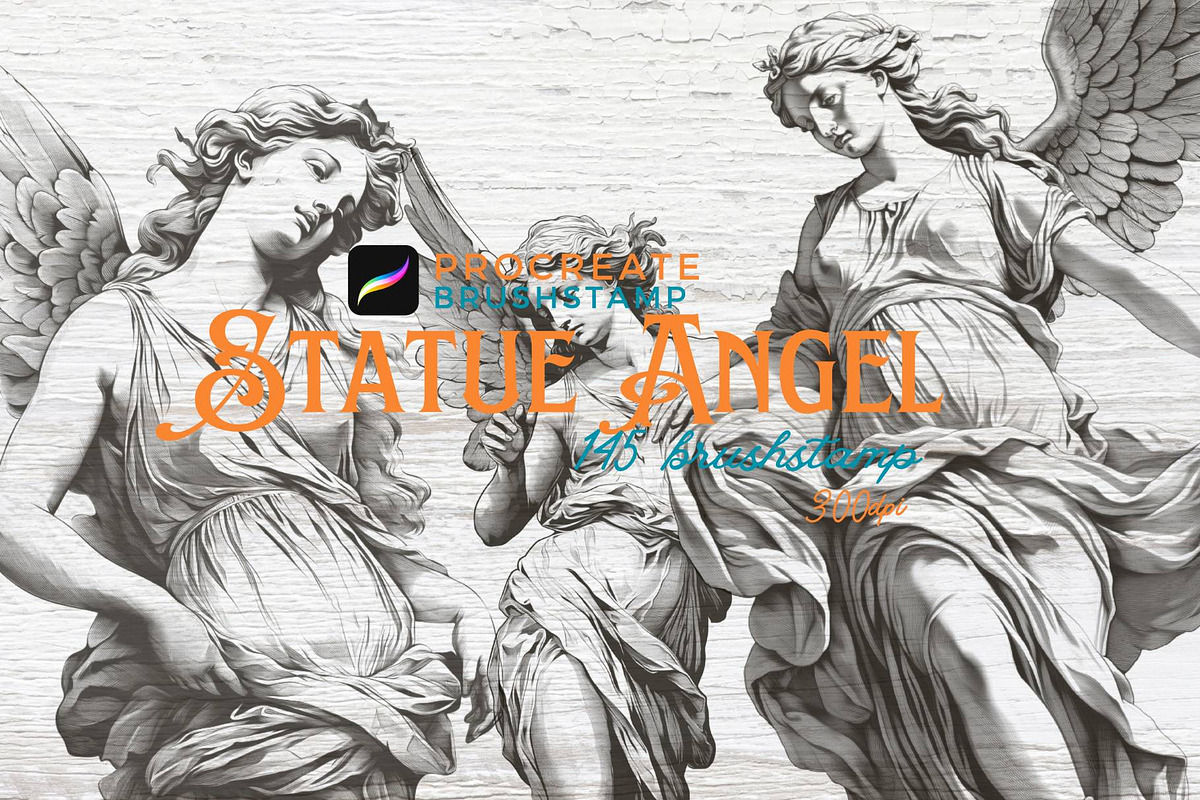 145 Angel Statues brushstamp, a Brush Add-On by TaKong Magics (Photo 6 of 7)