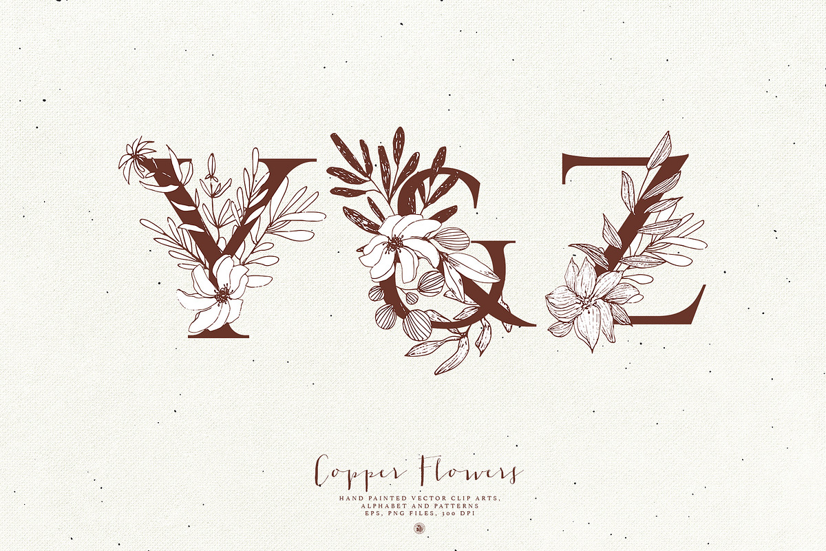 Copper Flowers with Alphabet, a Decorative Illustration by Bloomart Studio (Photo 7 of 8)