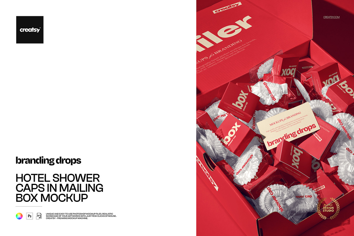 Hotel Shower Caps in Box Mockup, a Merchandise Mockup by creatsy5 (Photo 1 of 5)