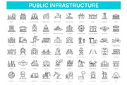Public Infrastructure Icons, an Outline Icon by Tettygreen (Thumbnail 1 of 2)