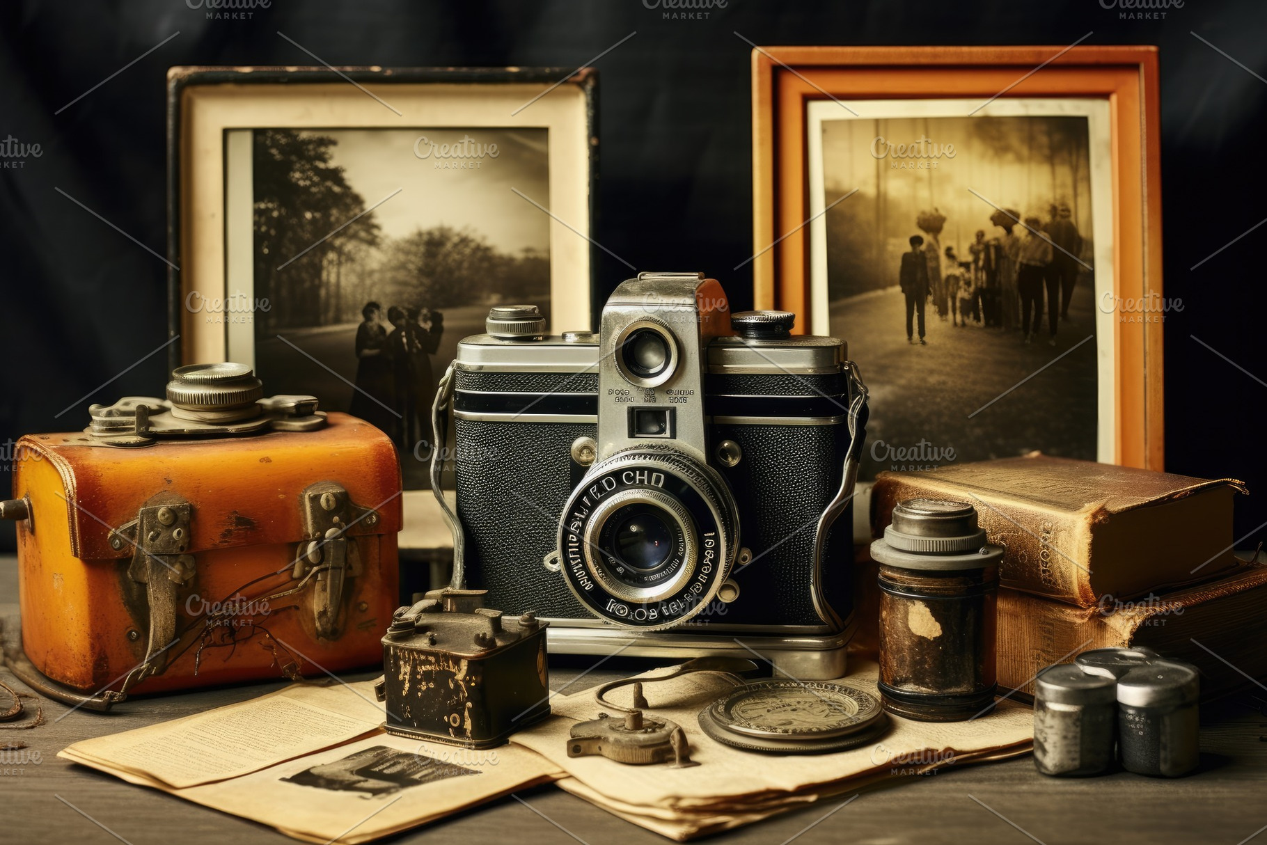An old fashioned camera sits atop a, a Photo by Iftikhar Alam
