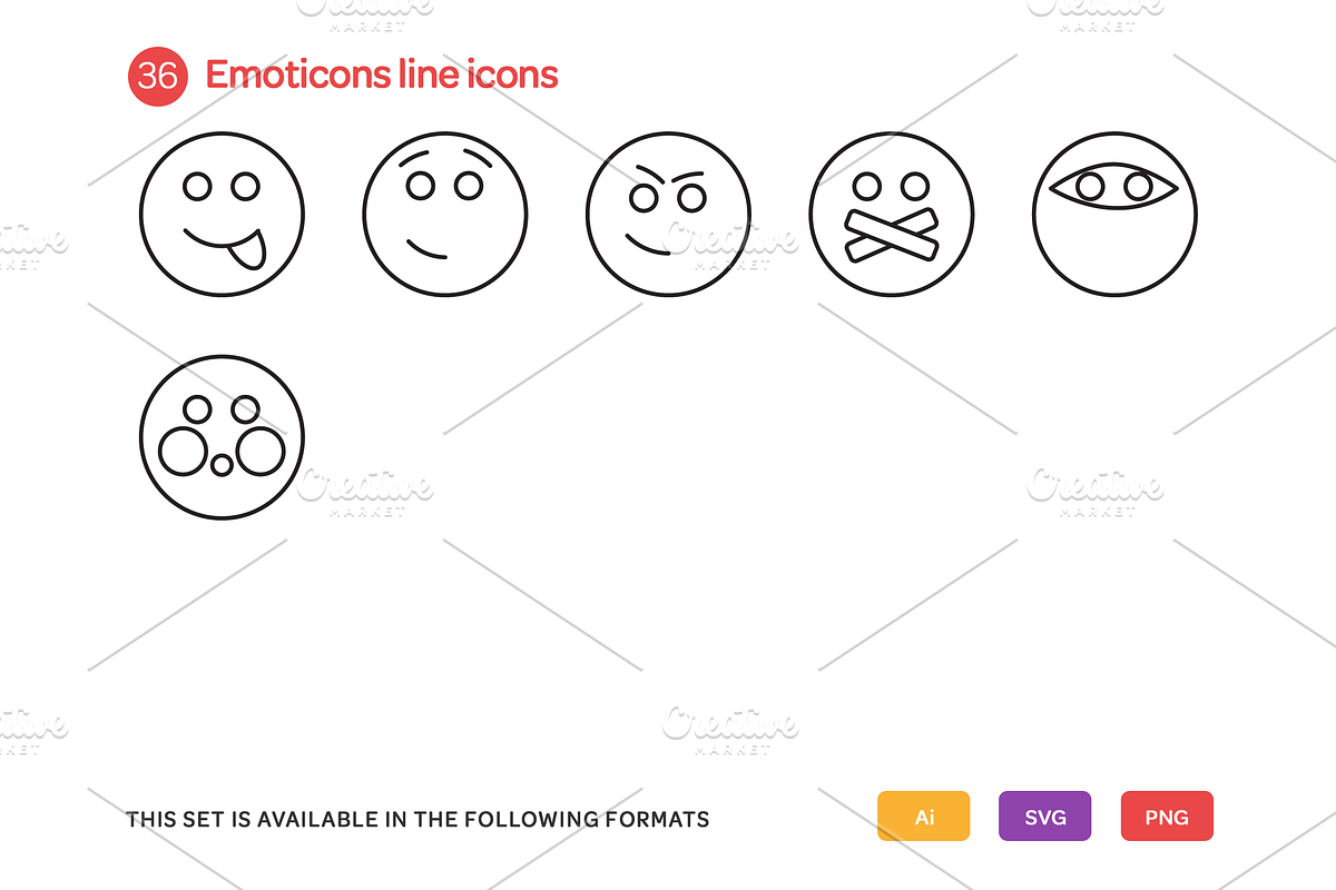 Emoticons Line Icons Set preview 4