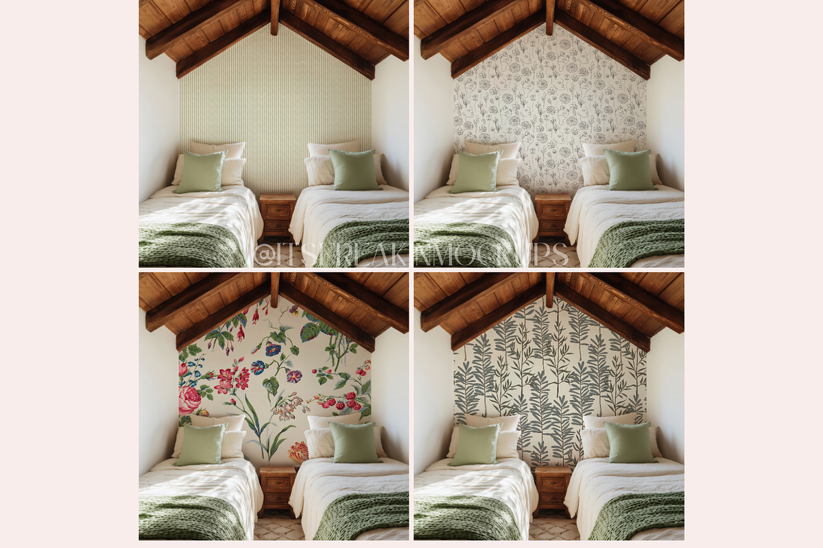 Bedroom Wallpaper Mockup Bundle, a Household Mockup by ItsFreakinMockups (Photo 5 of 8)