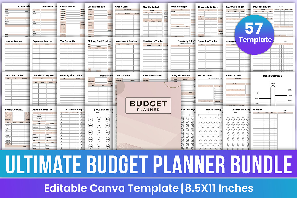 Ultimate Budget Planner Bundle, a Stationery Template by Mustafiz (Photo 1 of 9)